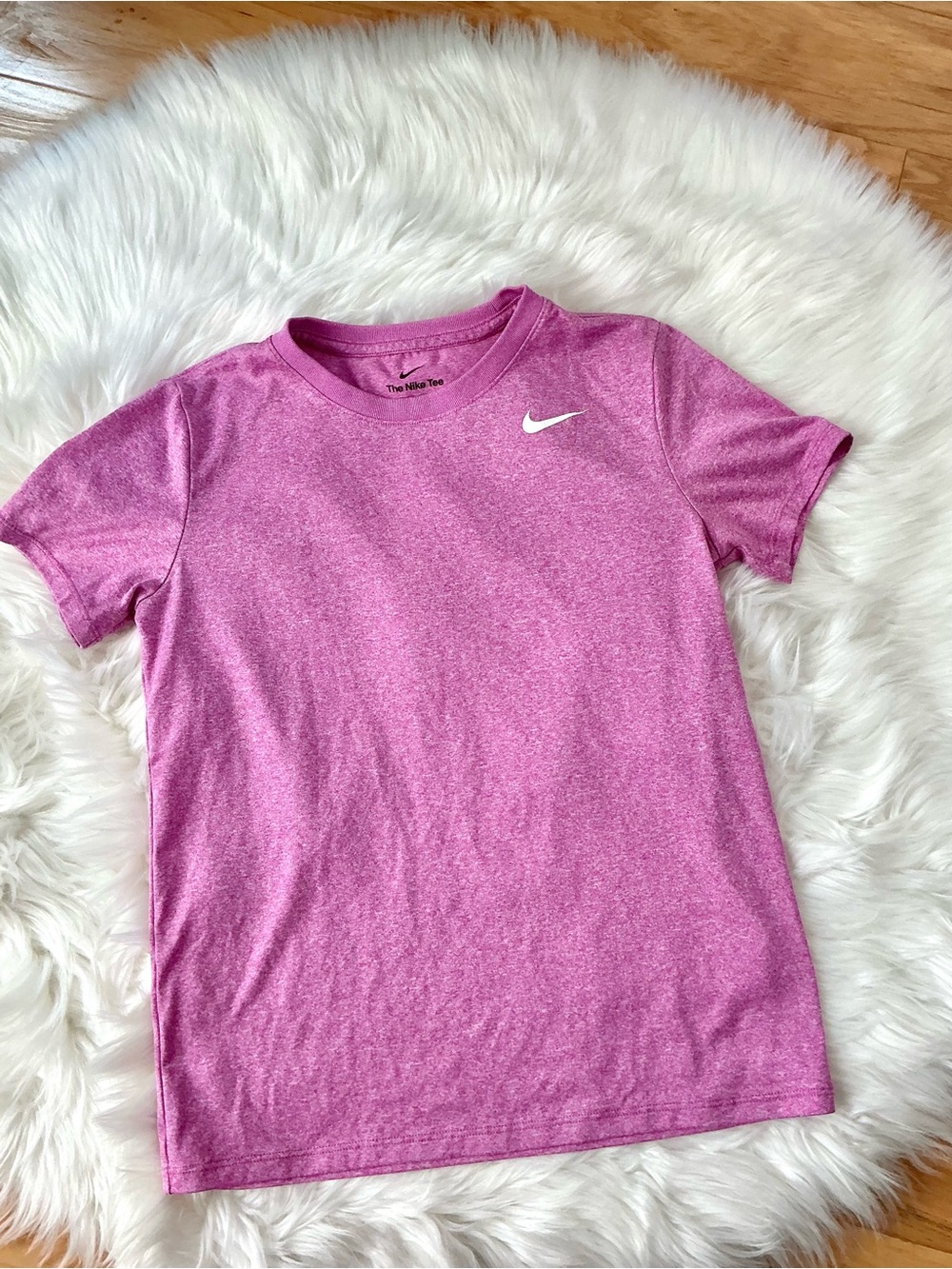 Nike Heather Pink Short Sleeve Crew Neck Dri-FIT Tee with White Swoosh Size XS
